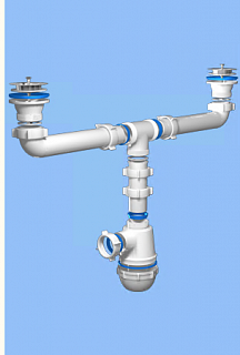 Сифон 1 1/2х40 бутылочный ДВОЙНОЙ  б/гофры д/мойки Ани  А3000  (20)
