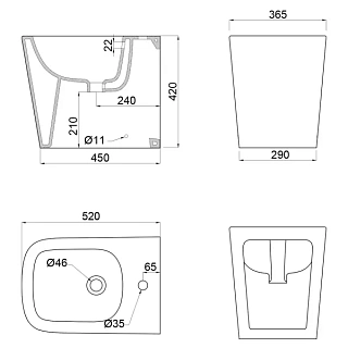 Биде напольное Belbagno ALBANO BB120B