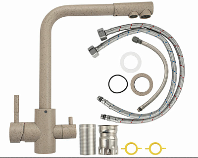MAGNUS Смеситель д/кухни, Г-образный излив,под фильтр Т.КОРИЧНЕВЫЙ нерж. ст. марка 304, код: 91124
