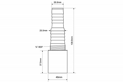 Адаптер для подкл.слива быт/техники D 40 мм.с хомутом 20х32