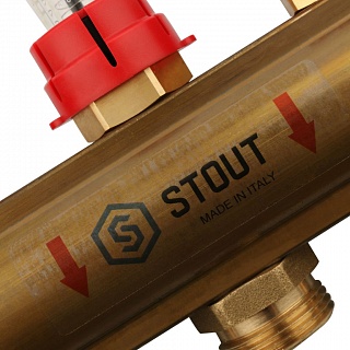 Коллектор 12-вых. латун. с расходомер. (SMB 0473 000012) STOUT