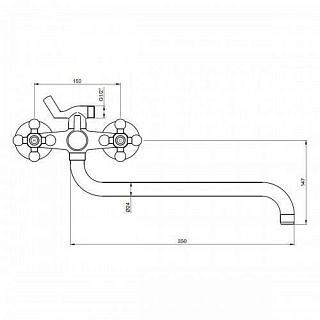 Смес д/ванны Kaiser Carlson Lux крест картр.перекл. (11056К)