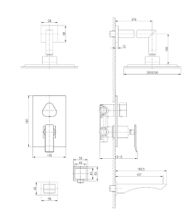 Душевая система "CONTEST" (LM5822CW)  встраиваемый с 2-мя лейками+излив LEMARK  АКЦИЯ!