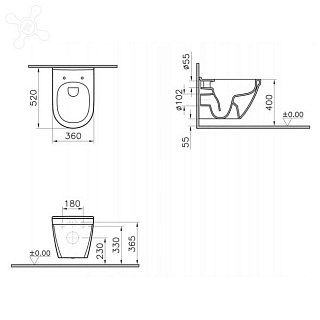 Унитаз подвесной VITRA S50 с Rim-ex с тонким сиденьем (7740В003-0075 + 110-003-019)