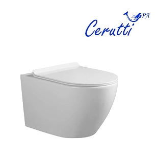 Унитаз подвесной Cerutti  SPA "CLIO Aria Tornado" безободковый сид.дюропл. м/лифт CT10582