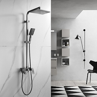 Душ. система ROSE с изливом оружейная сталь R1556T