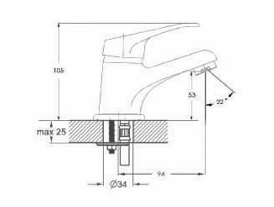 Смеситель д/раковины Solone (LUN1-A031) ф 40 на шпильке