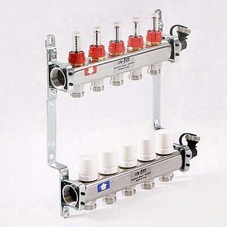 Коллектор нерж. с расходомерами 1"х3/4" на  5 выхода (450I4305(R) Uni-Fitt 