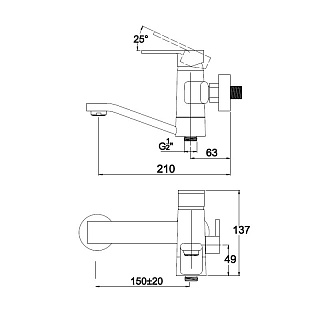 Смес д/ванны Kaiser Sonat дивертор сбоку (34522)