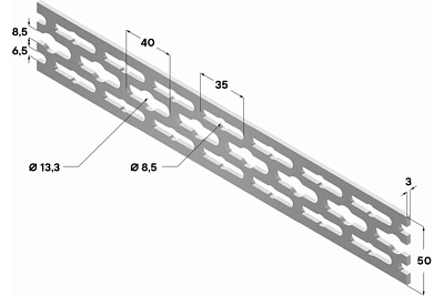 Шина сантехническая TFR 3F  50*3*2000 мм (8шт/кор) (09701001)