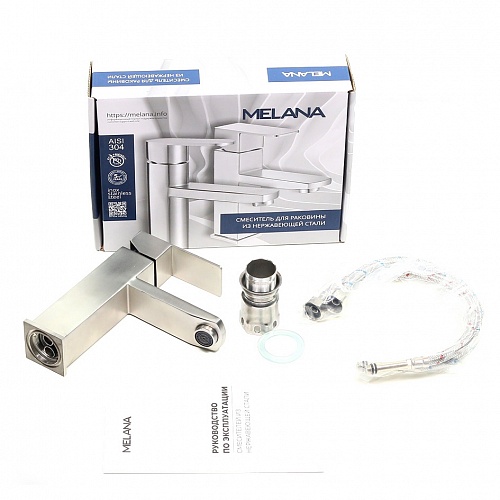 Смеситель д/умывальника MELANA нерж. F610201 CUBO