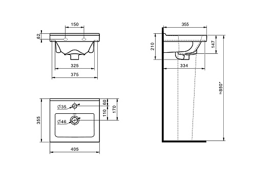 Умывальник с пьед."Визит" 40см (Воротынск)