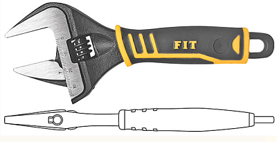 Ключ разводной Стайл 300мм/60мм,узкие губки,экстра увелич. захват шкала, прорезин. ручка (70169) FIT