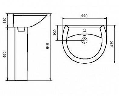 Умывальник с пьед."АТТИКА-55"  (с пьедесталом Аттика) (Самара) 