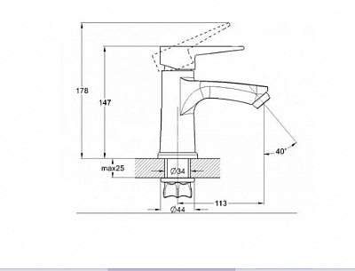 Смеситель д/раковины G-lauf (NUD1-A045YB) ЧЕРНЫЙ МАТ.гайка ф35 