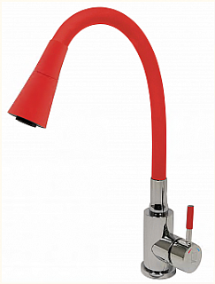 Смеситель д/кухни SOLID d35 двухрежимн. красный гибкий излив, нерж. гайка 3512 ARGO 43346снят с производства 