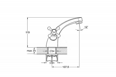 Смеситель д/раковины G-lauf (QMT1-A722/A827) двуручковый 