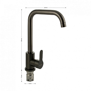 MAGNUS Смеситель д/кухни, П-образный излив, ГРАФИТ нерж. ст. марка 304, код: 9302