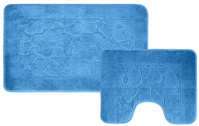Набор ковриков (2 предмета) КЛАССИК квадраты голубой (00282)