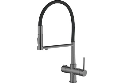 Смеситель д/кухни ROSE гибкий излив под фильтр темно-серый R758Y