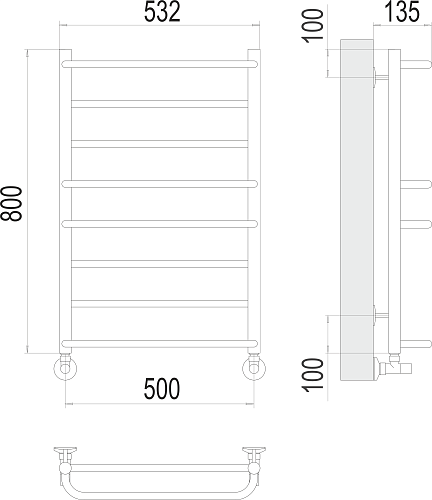 Полотенцесушитель 500х800 П8 "Евромикс" TERMINUS 