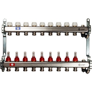 Коллектор 9-вых. нерж.ст. с расходомер. (SMS 0927 000009) STOUT