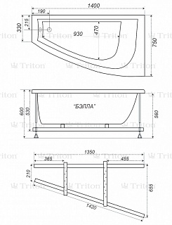 Ванна акриловая TRITON Белла правая/левая