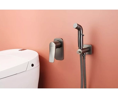 Смеситель с гигиеническим душем встраиваемый "Bronx" (LM3719GM) графит LEMARK 