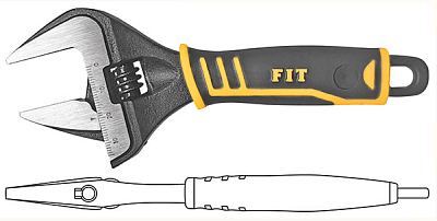 Ключ разводной Стайл 200мм/39мм,узкие губки,экстра увелич. захват шкала, прорезин. ручка (70167) FIT