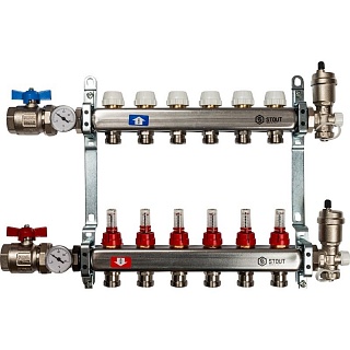 Коллектор 6-вых. нерж.ст. с расходомер. (SMS 0907 000006) STOUT