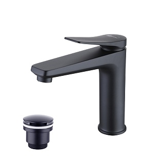 Смеситель д/умывальника "Bronx" (LM3737BL) с донным клапаном черный  LEMARK 
