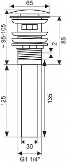Донный клапан MELANA Т201В черный с переливом