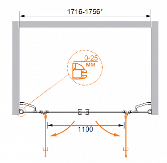 ДУШЕВАЯ ДВЕРЬ В ПРОЕМ CEZARES VERONA-B-22 180-C-Cr