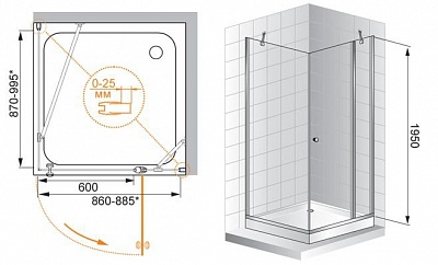 ДУШЕВОЙ УГОЛОК CEZARES TRIUMPH-A-12 100-C-Cr-L