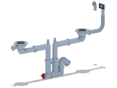 Сифон 3 1/2"*40, двойной ,с отводом для стиральной машины ,гибким круглым и прямоугольным переливом F3545S (10)
