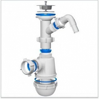 Сифон 1 1/2х40 бутылочный с отводом д/мойки Ани пласт Грот А2000 (35)