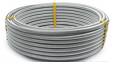 Труба  гофрир.нерж.  28 А под гайку 1 1/4 ( В НАРЕЗКУ)