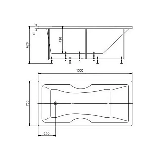 Ванна акриловая Феникс 170х75
