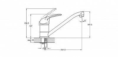 Смеситель д/кухни G-lauf (4P4-B043/B048/B149) ф40 (15 см.) на шпильке (20)