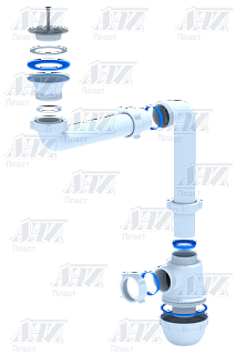 Сифон 1 1/2х40 бутылочный смещенный д/мойки Ани пласт Грот А5000 (25)
