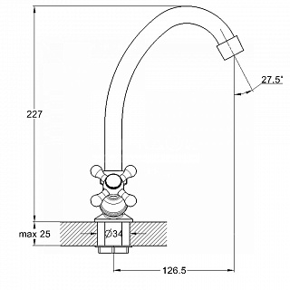 Смеситель д/кухни G-lauf (JML4-A605) крест. двуручковый (без подводки) (20)