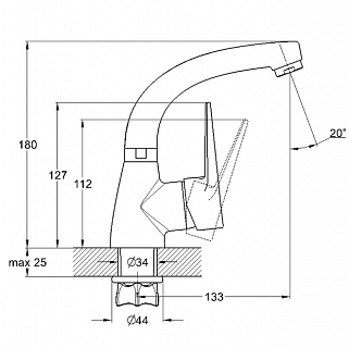 Смеситель д/раковины G-lauf (ZOP1-A045/A146) ф35 