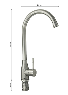 MAGNUS Смеситель д/кухни, нерж. ст. марка 304, код: 9104