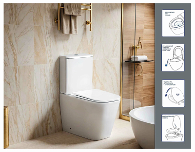 Унитаз-компакт Cerutti SPA "MANLIO Tornado" безободковый сид.дюропл. м/лифт CT10618