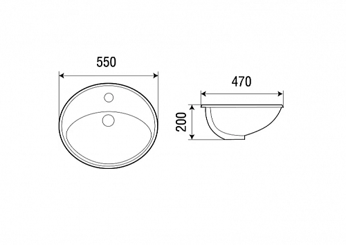 Умывальник WW DEILBACH 6002 врезной 55х47х20