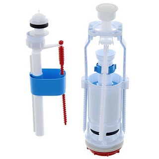 Арматура д/унитаза 1/2" Ани с нижней подводкой 1/2", с пласт. штуцер, кнопка бел, эконом WC6550 (20)