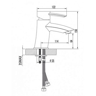Смеситель д/умывальника "ATLANTISS" (3206С) 35 мм. моно хром LEMARK