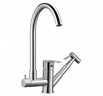 Смеситель д/кухни Solone (JAT18-A094) ф 35 с доп.вытяжным изливом нерж.