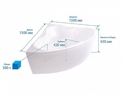 Ванна  акриловая TRITON Троя 1500 x 1500 мм, в комплекте с каркасом