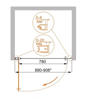 ДУШЕВАЯ ДВЕРЬ В НИШУ CEZARES ELENA B-1 90-P-Cr-R